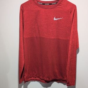 Nike Red Heather Long Sleeve Performance Top